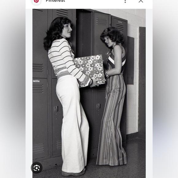 Vintage 70s Pinstripe High Waist Wide Leg Pant - Picture 15 of 16